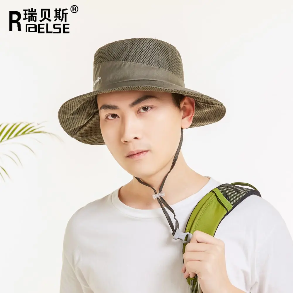 Men Women Safety Hiking  Boonie Hat UV50+ Side Mesh Bucket Hat Outdoor Hunting Hat with Adjustable Chin Cord