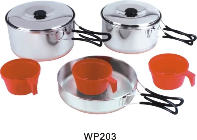WP203 Portable Stainless Steel Cook Ware Set 3-person Use with Copper Plated Base