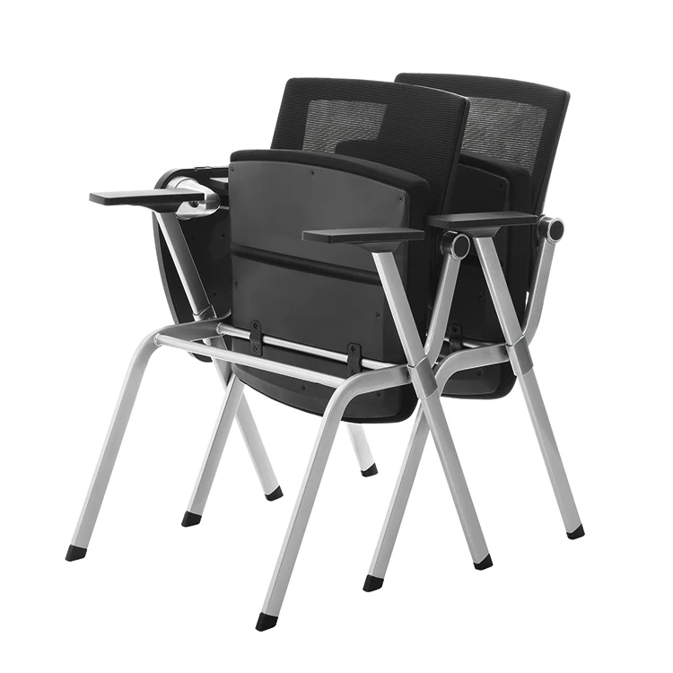 School Foldable Movable Conference Chairs Stackable Training Chair With Writing Pad