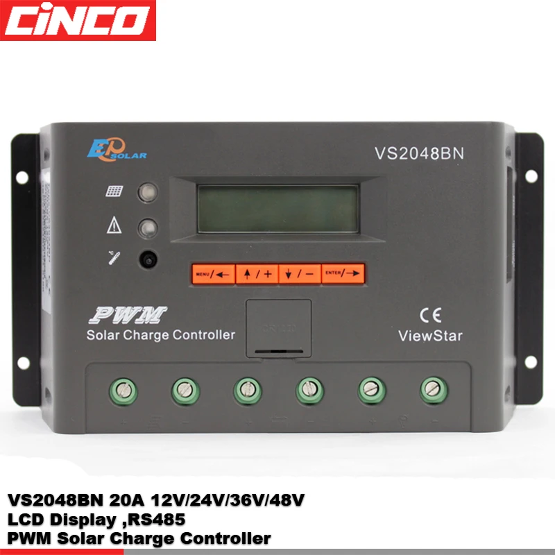 VS2048BN 20A 12V/24V36V48V PWM Solar Charger Controller