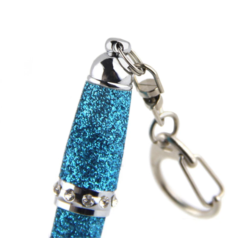 promotional multifunction  mini metal keychain ball pen with diamond short ballpoint pen mini twist pocket pen