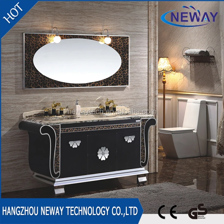 
New double basin high end bathroom cabinet bathroom furniture with mirror 