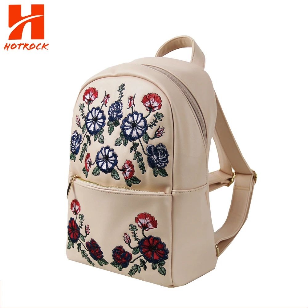 OEM Embroidered women bags Pink Pu Leather 3 in 1 bag Sets