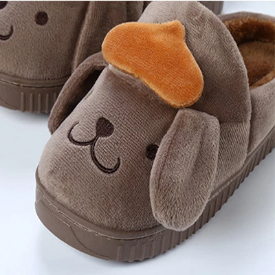 Зимние новые теплые Нескользящие Детские хлопковые тапочки с милыми мультяшными собаками