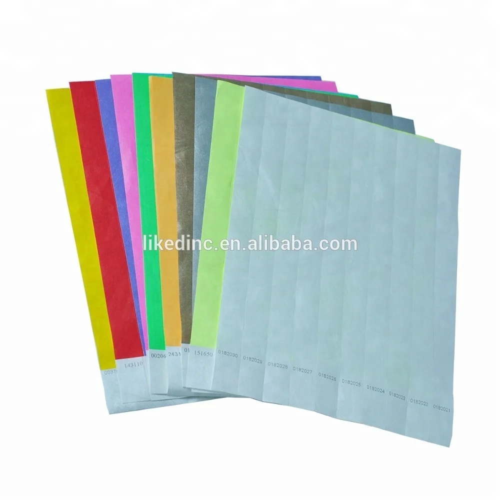 High class colorful event bracelets tyvek printing label wristband for all festival