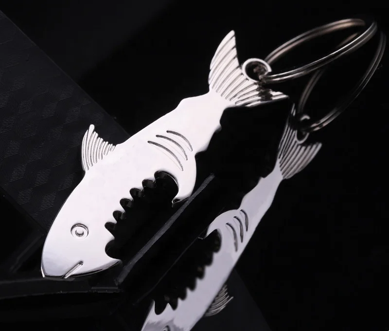 Wholesale cheap shark metal bottle opener keychain keyrings for special shape