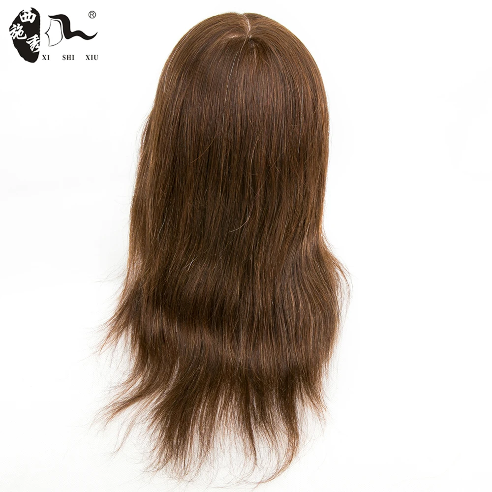 XISHIXIUHAIR Hot sale hairdressing training practice teaching dummy doll head brown hair human hair training mannequin head