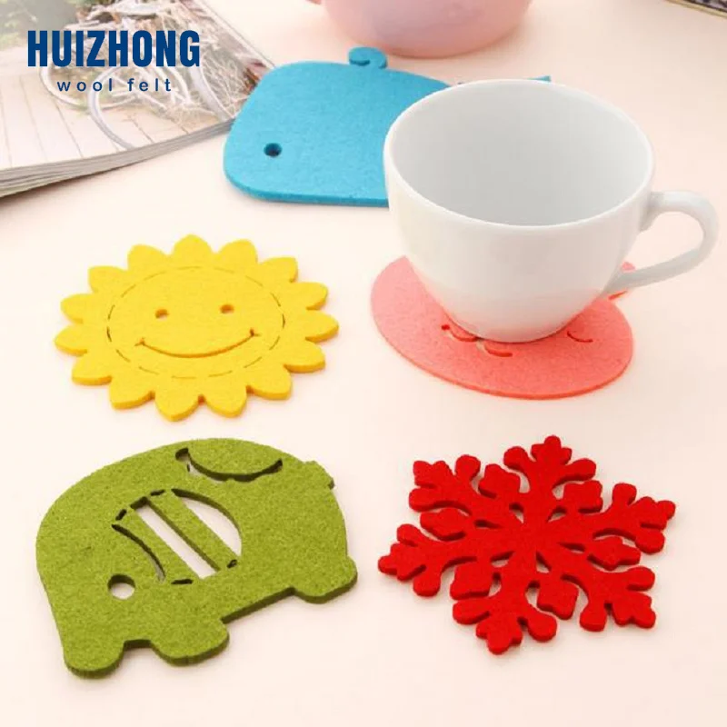 holiday kitchen decoration Customized Shape Logo Printed felt cup coaster 8pcs one set