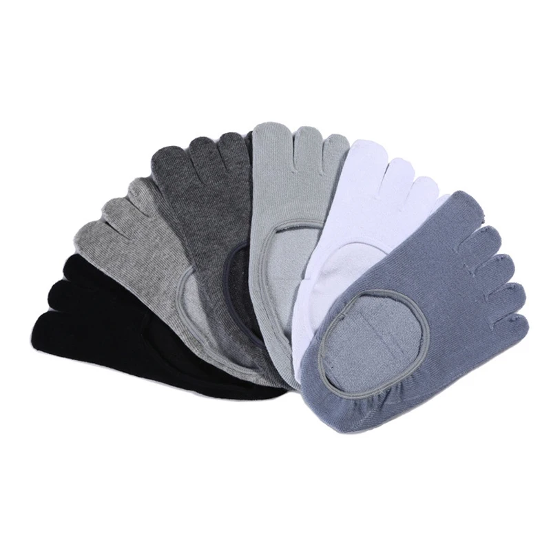 Custom Classic Type Plain Mens No Show meias Elastic anti-bacteria & odour resistant Combed Cotton Five Fingers Toe Socks
