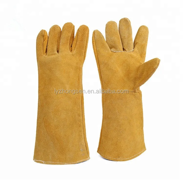 Fireproof leather outdoor BBQ baking insulation 500 degree flame retardant welding gloves