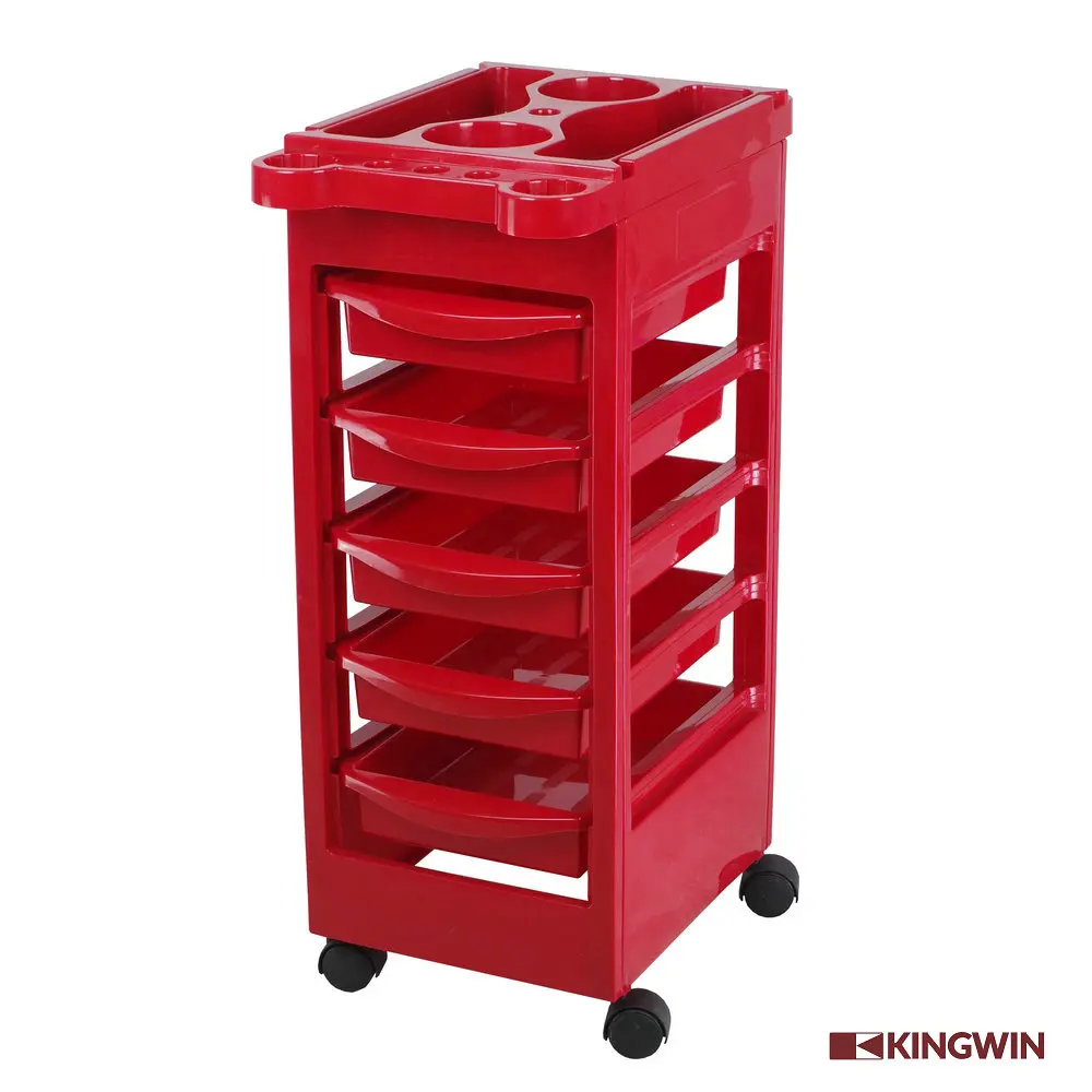 beauty hairdressing Red plastic bestselling cheap rolling Salon Trolley