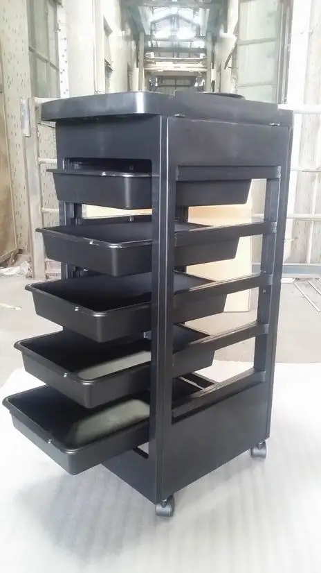 
KIKI NEWGAIN Wholesale Furniture Lockable black Barber hair beauty Salon Trolley With Wheels 