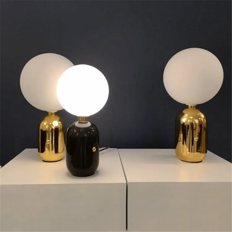 Modern Balloon glass Table Lamp Big Ball Creamy White Round Bedside ronud glass Table Lamp