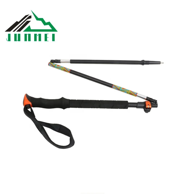 Portable folding trekking pole Carbon Fiber Hiking Walking Stick high strength foldable trial  running poles walking stick