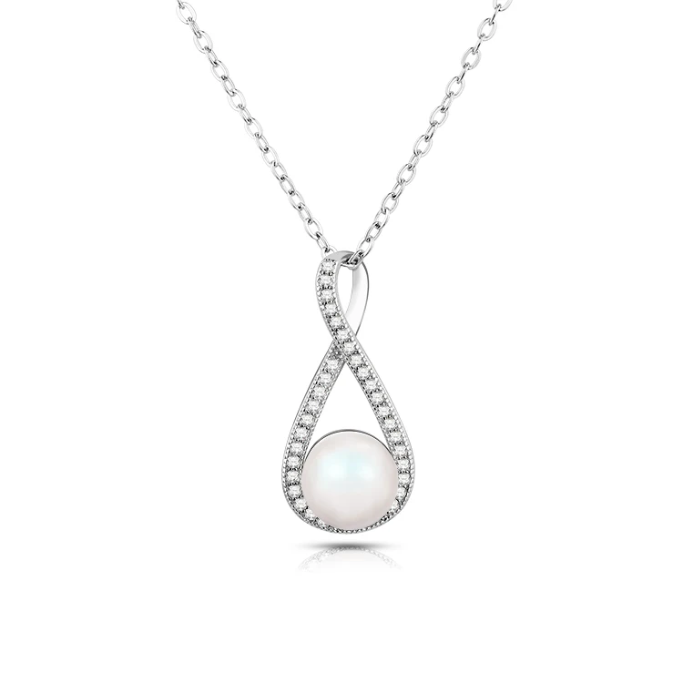 Custom High Quality 925 Sterling Silver Pendant Pearl Necklaces