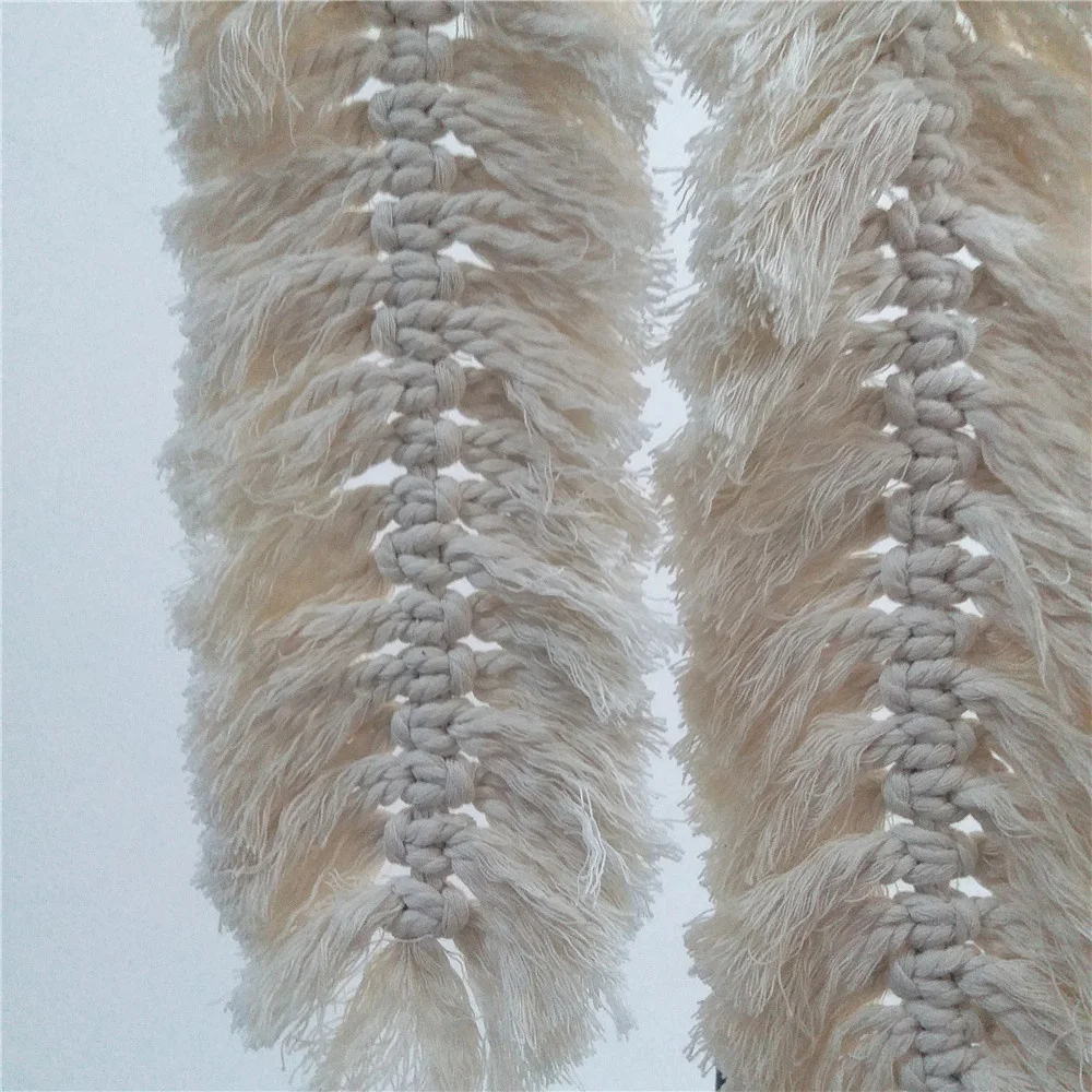 Handmade Boho decor Macrame leaf Feather Tapestry Wall Hanging with cotton yarn