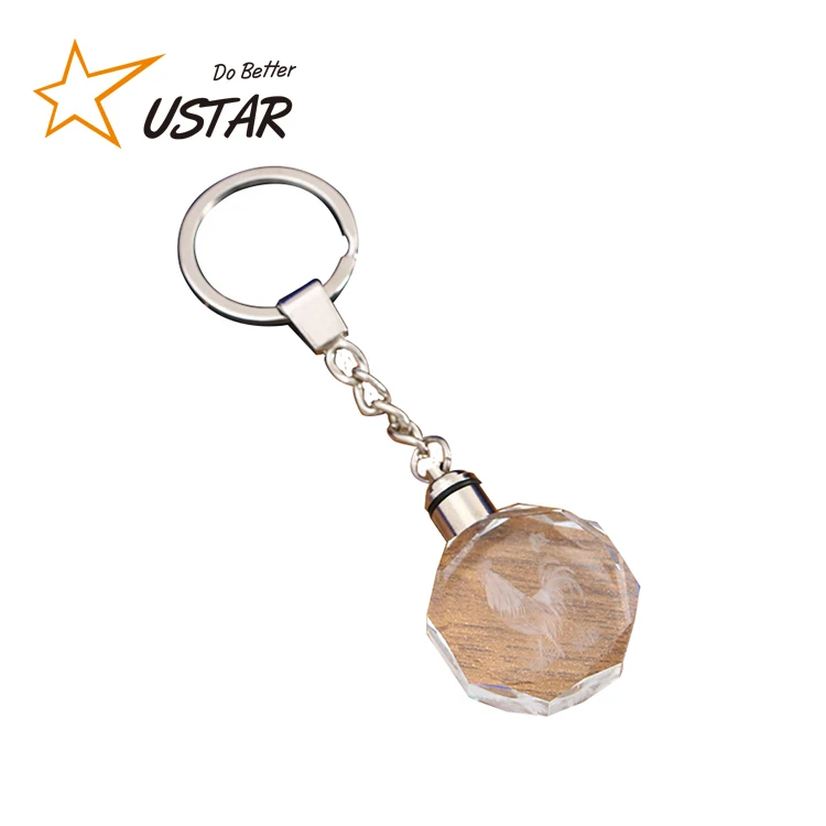 
cheap 3d laser engraving transparent photo keychain led glass flashlight keyring, led acrylic keychain flashlight 