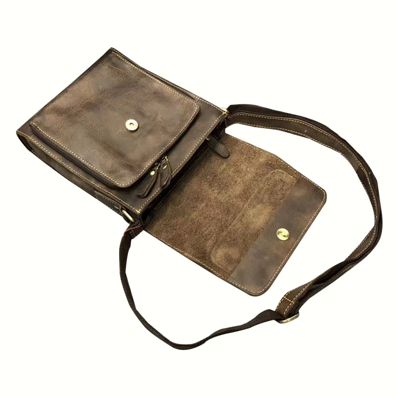 Fashion new arrival genuine leather men shoulder sling bag for man one year guarantee wholesale vintage style discount in stock