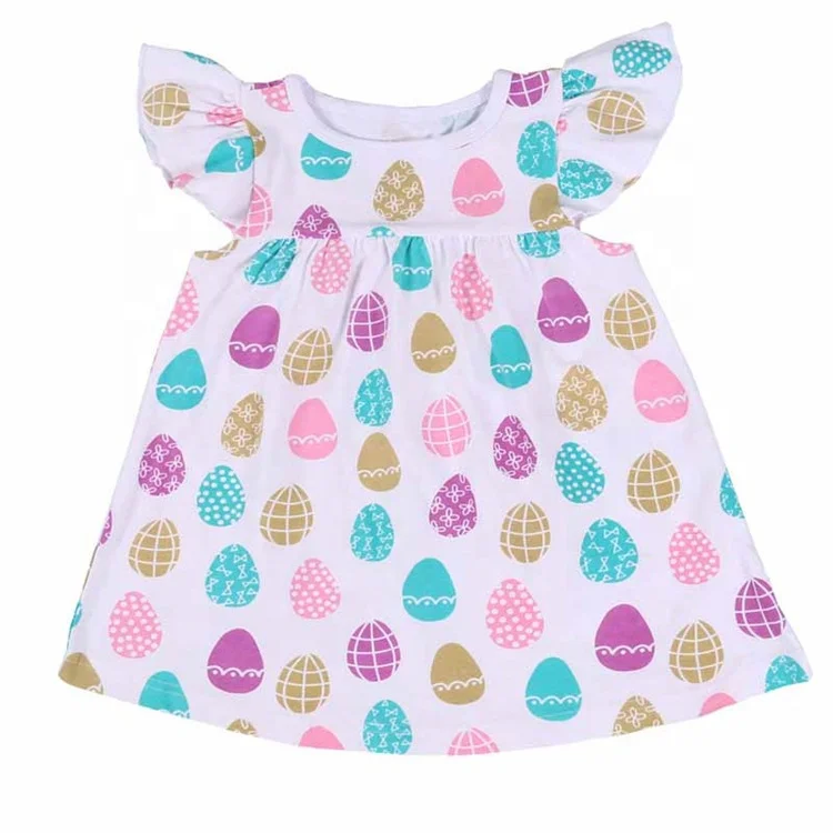 
Wholesale summer boutique kids flower flutter sleeve baby girls floral pearl dress 