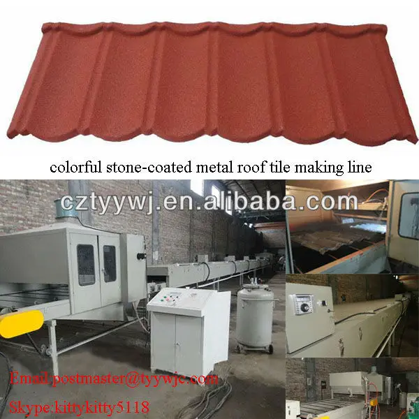 Construction machineType Color Stone sand blasting coated steel roof machine/stone coated roof tiles production line