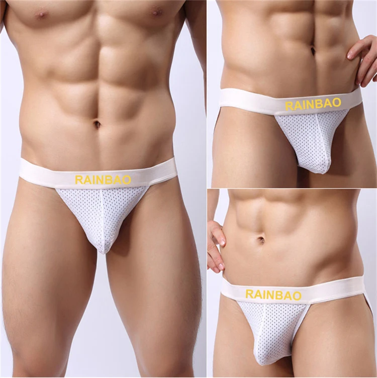 Superior quality custom logo string mesh mens thong underwear for sexy bikini man briefs