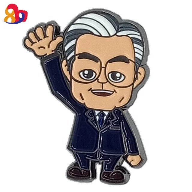 Professional Custom Leader Celebrity Zinc Alloy Cartoon Pattern White Hair Men Lapel Pin