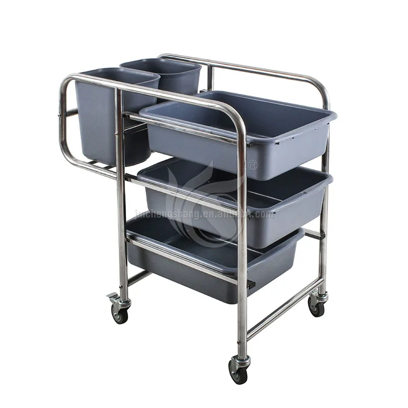 Hotel Kitchen Restaurant Catering Service Strong Multifunctional Cleaning Plastic Trolley