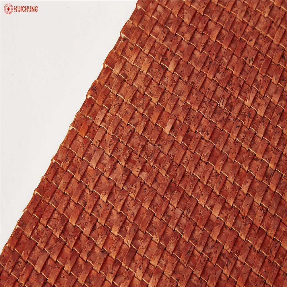Cork Board Roll for Women Handbags Woven Cork Rubber Leather Red Cork Fabric Bag Shoes Wallpaper Natural Color 0.4-1.0mm 27 Inch