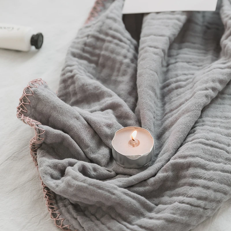 SZPLH Adult and babycotton muslin blanket 4layers  muslin wearable swaddle wrap blanket with cross hand stitching