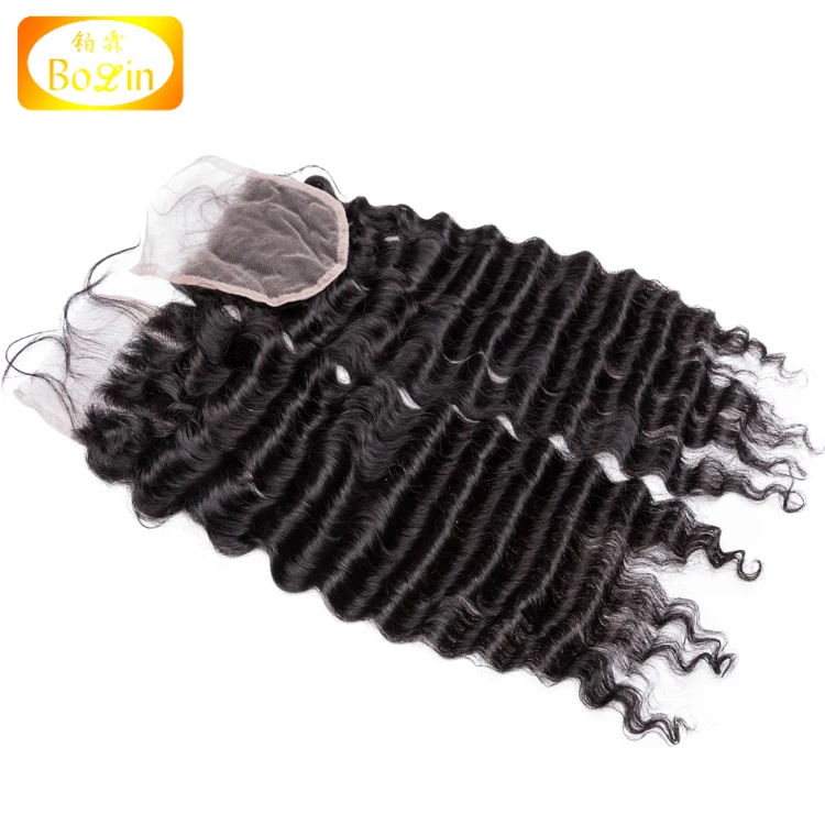 wholesale factory price human hair virgin three part lace closure Brazilian hair