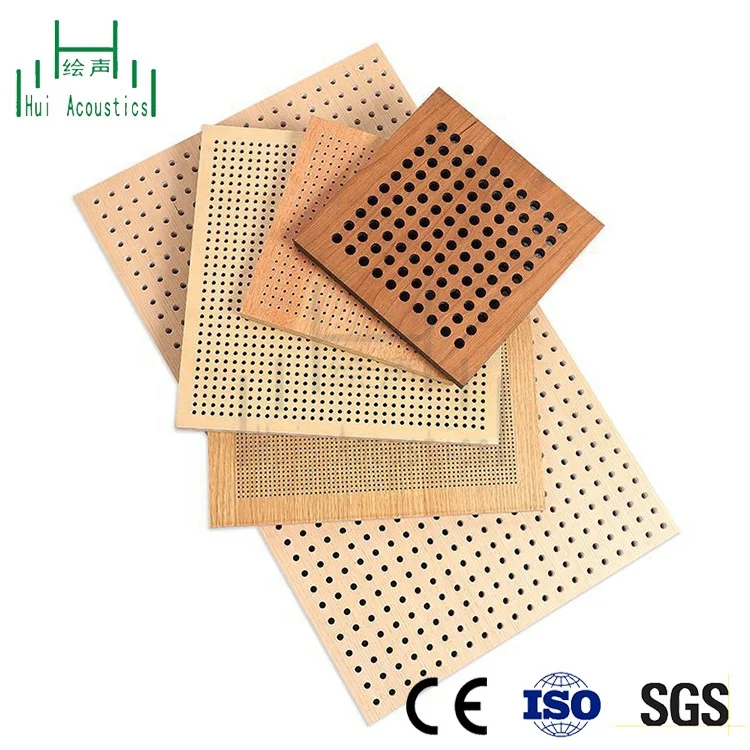 Perforated Soundproof Interior Sheets Wood Fiberboard Perforated Acoustical Ceiling Tiles