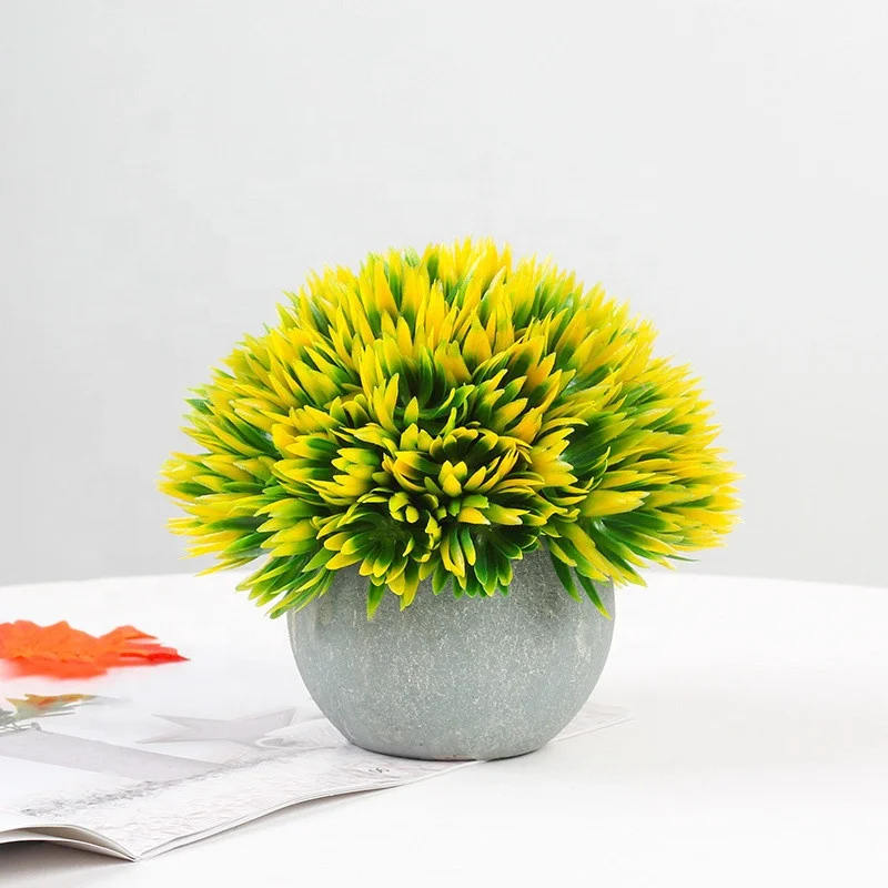 V-3021 Mini Plastic Artificial Plants Grass In Pot/small Artificial For Desk Decoration