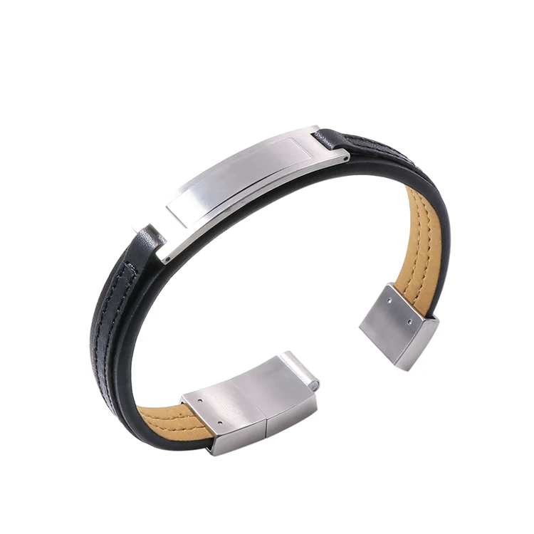 Luxury Accessory Magnetic Clasp Genuine Leather Bracelet  Mens Jewelry