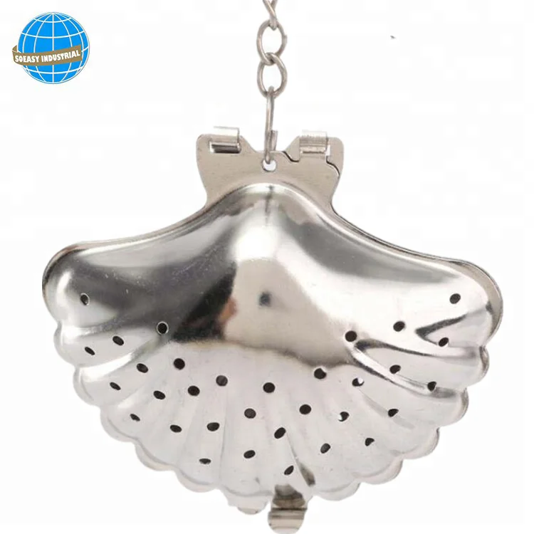 
Easy Use Seashell Shape Stainless Steel Loose Leaf Tea Infuser With Chain 