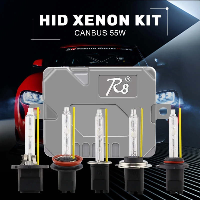 High Quality Bi_Xenon Hid Projector Lens Kits Auto Xenon Hid Kit R8 55W 12V H4 H13 9004 9007 H1 H3 H8 H11 9005