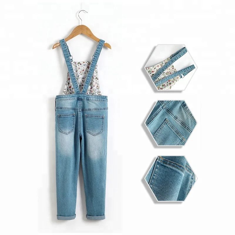 
New fashion blue denim jeans jumpsuit for children girl 