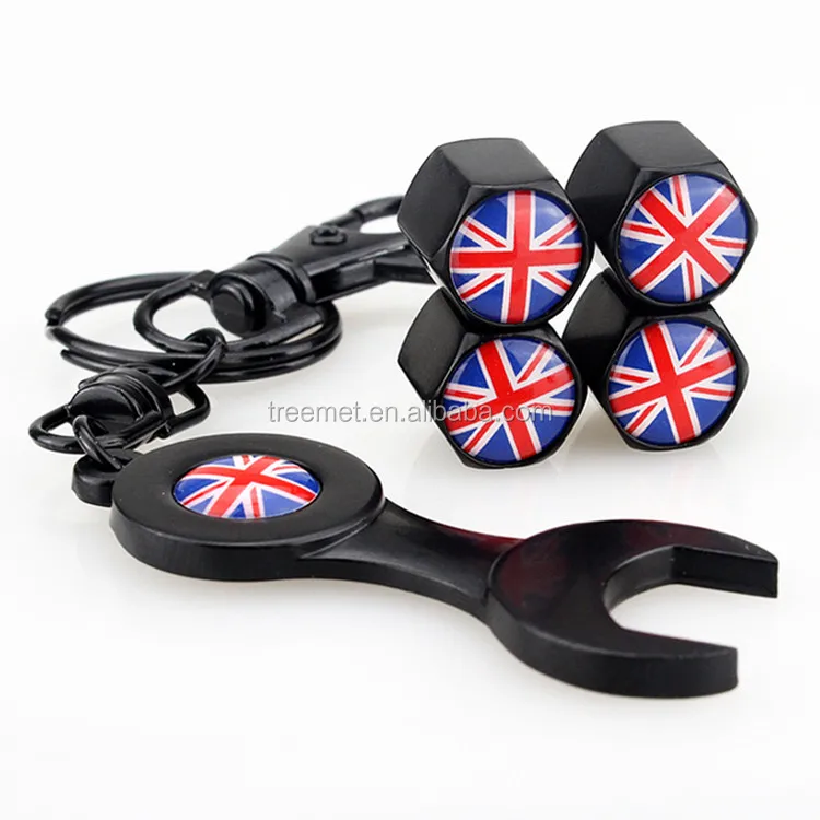 Автозапчасти из Шанхая, Черные Металлические колпачки клапанов keychainTire на колесах