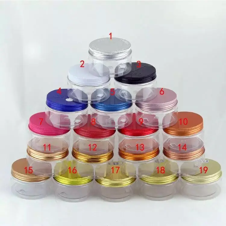 250ml 8 oz wholesale PET transparent food plastic jar with aluminum cap