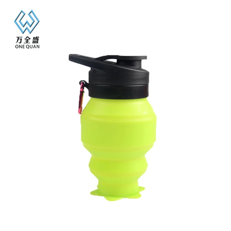 ONEQUAN Collapsible Water Bottle Medical Grade Silicone Outdoor & Indoor Water Bottle Roll Up Foldable Features for Sports