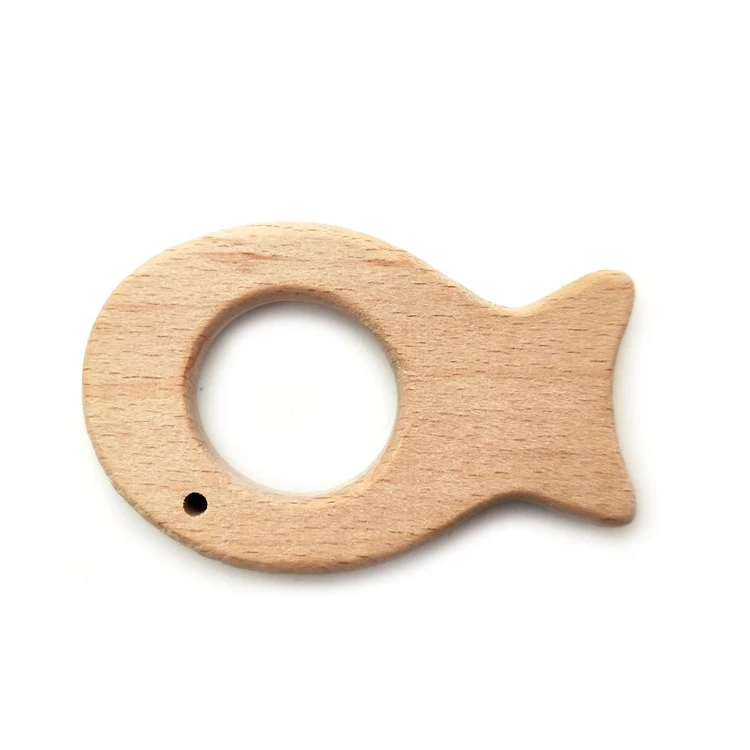 
Food Grade Bpa Free Kitten Cat Shape Hand-carved Untreated Natural Beech Wood DIY Toy Teether 