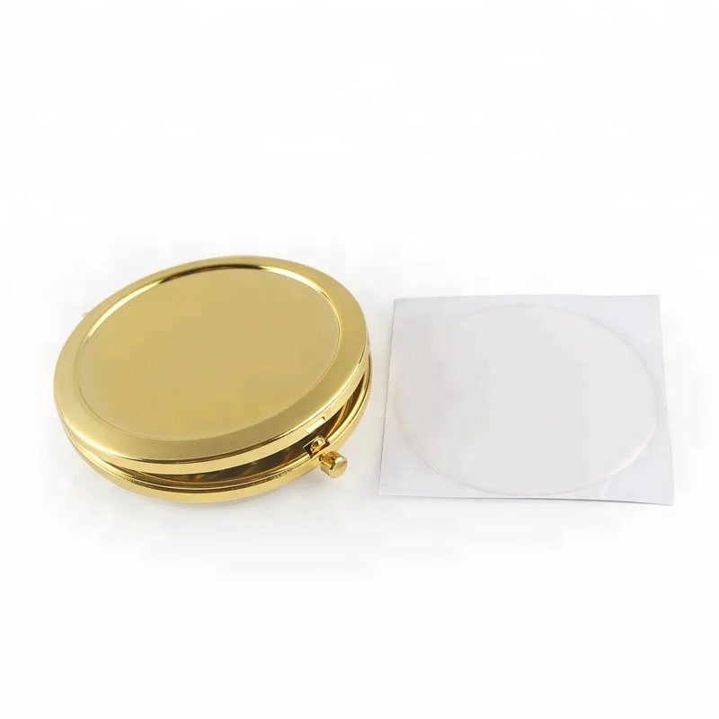 
Flat gold compact mirror comes with dome resin sticker diy set 