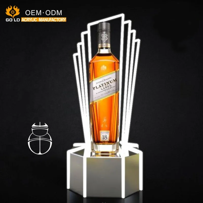 Wholesale Clear Custom Counter Top Led Light Wine Bottle Bar Shelf Led Light Display Stand