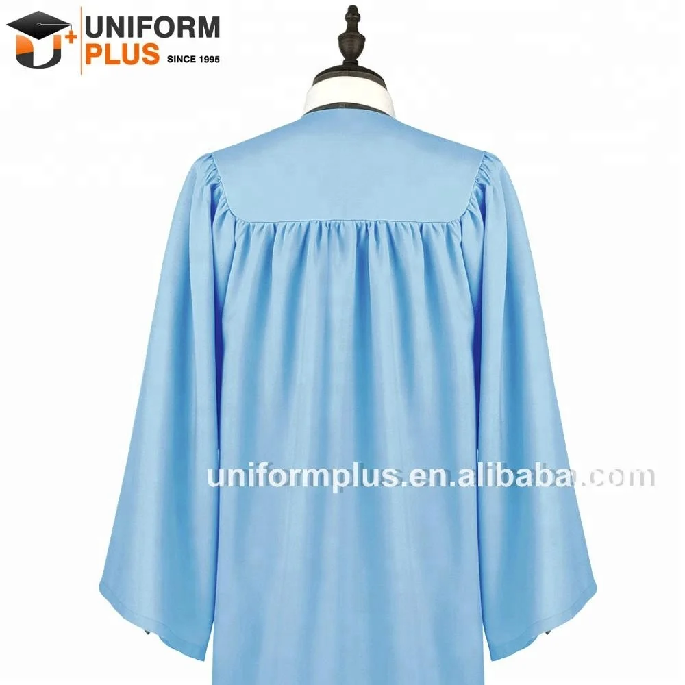 Wholesale matte fabric blue university graduation gown and uniform choir robes