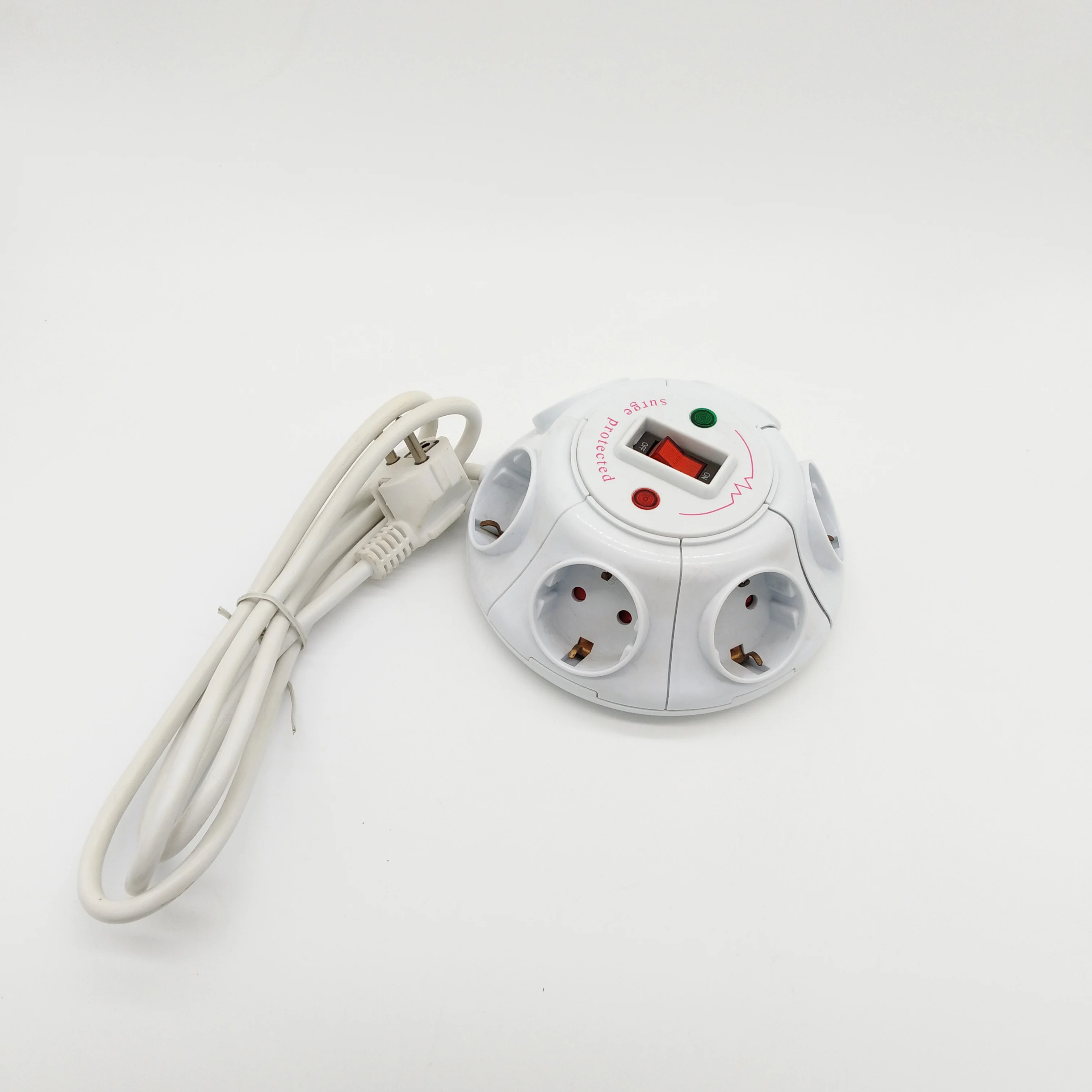 Surge Protection 6 Outlets European plug Germany Extension Socket  Power Strip  with Switch