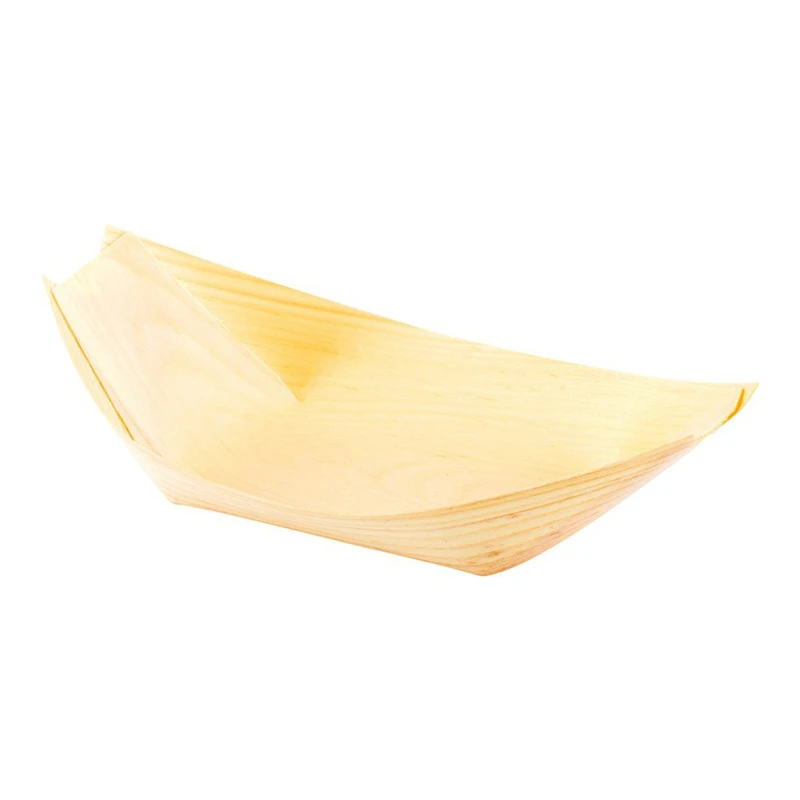 Boat for Food Plate Sushi Bamboo Wood Fast Food Carton and Food Plastic Hot Sale Disposable White FSC/BSCI/BRC Free Samples