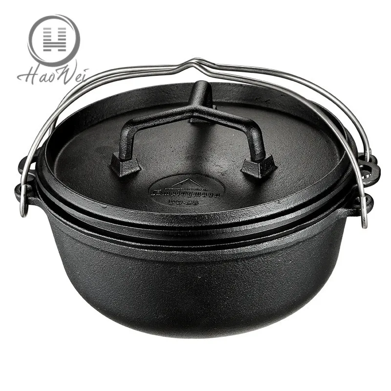
High quality stock pot & frying pot outdoors camping hanging cast iron dutch oven set 