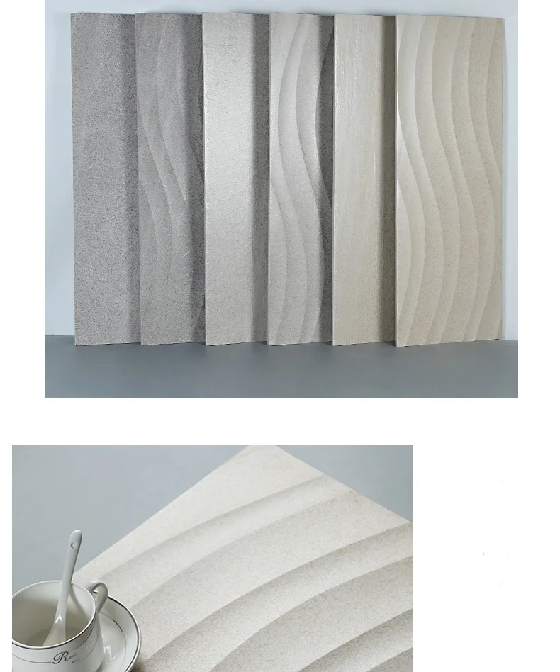 300x800 grey color wave design bathroom 3d glazed ceramic wall tile