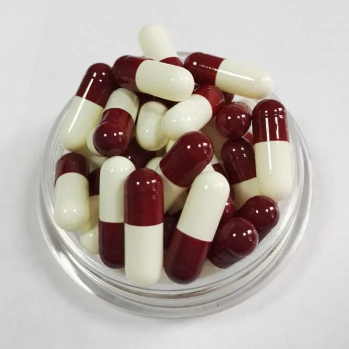China bulk sale gelatin empty size 0 red and white capsule