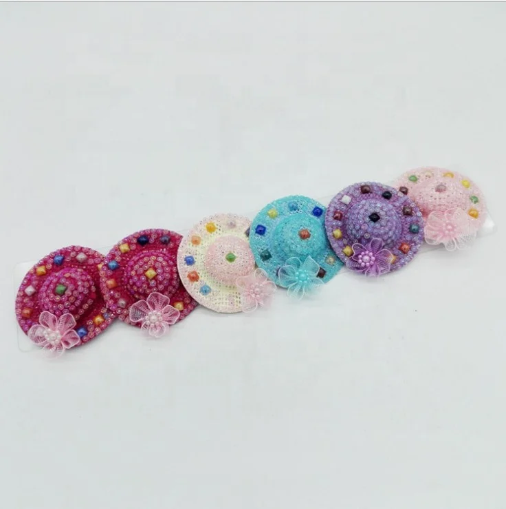 Fashion  Lovely  Mini Hat Clip  With Plastic Stone  For  Girls Hair Ornaments