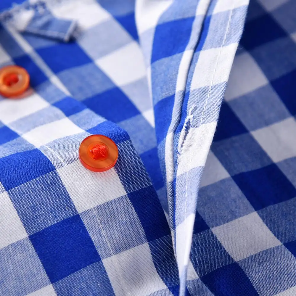 
custom long sleeve blue plaid 100cotton children shirt clothing 